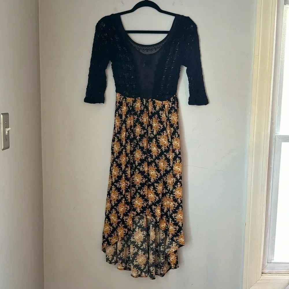 Free People Lonesome Dove Dress in Black Combo Size 0